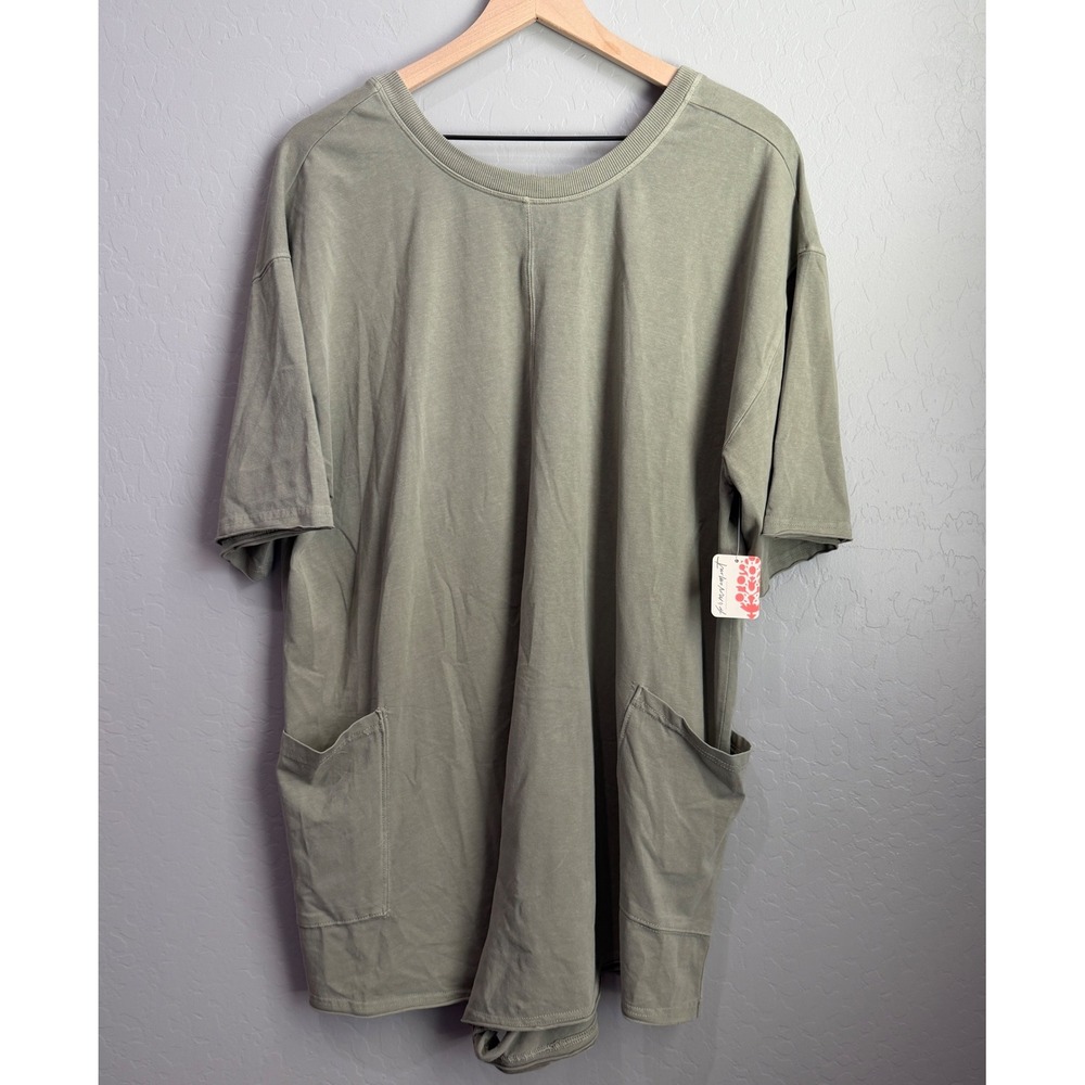 FP Movement Free People Hot Shot Tee Romper Sage Stone Olive Green Large NWT - Picture 6 of 9